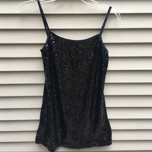 Voice black sequin front tank top cami camisole